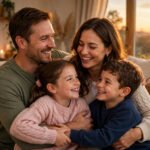 Happy family embracing at home together, for family quotes